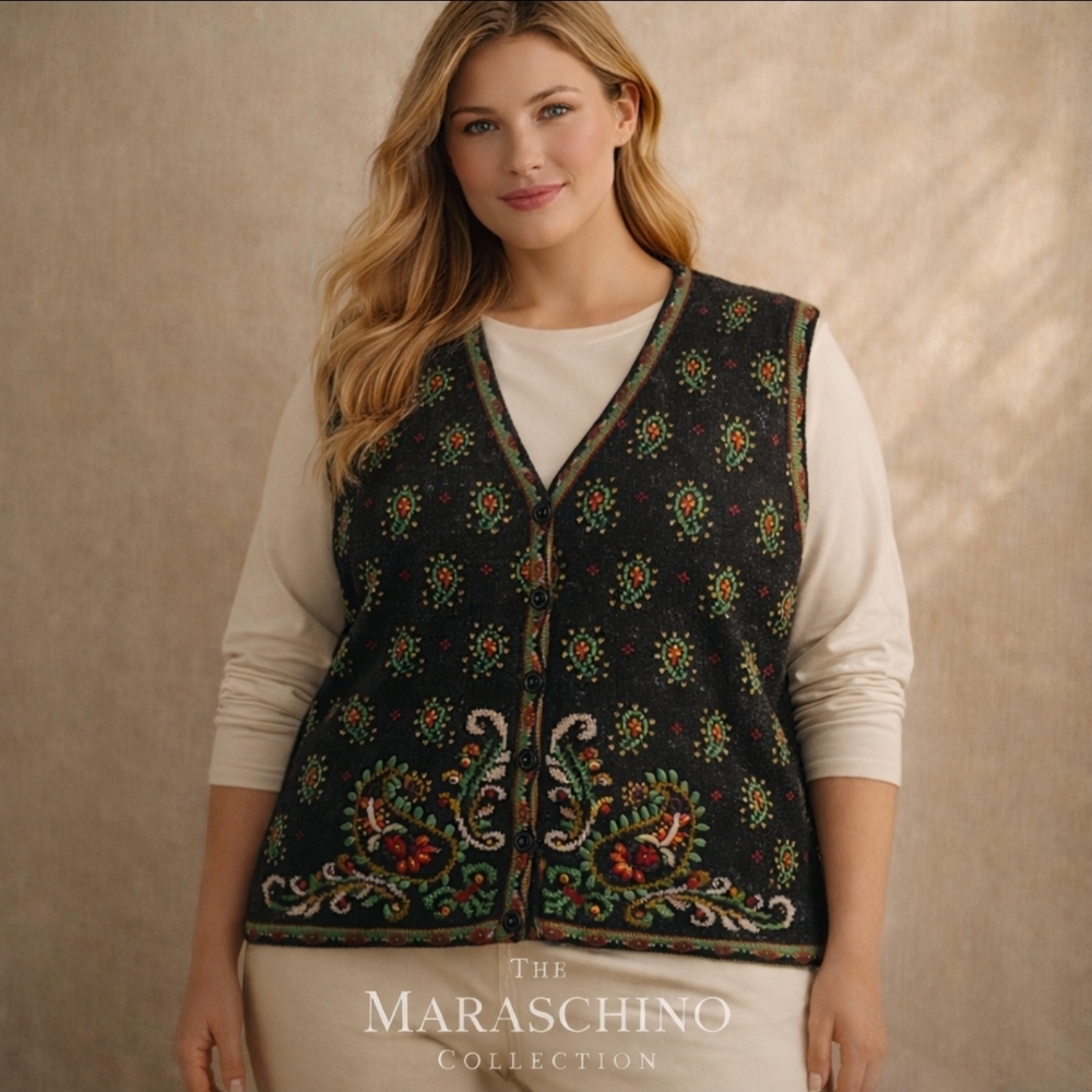Vintage Y2K Bobbie Brooks Embroidered Sweater Vest | Plus 26/28